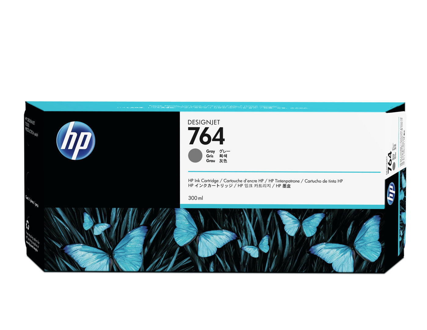 HP 764 300-ml Gray DesignJet Ink Cartridge,C1Q18A