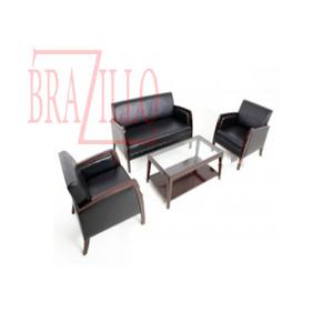 BRAZILLO SET KURSI SOFA MINIMALIS 211 KULIT HITAM TP8