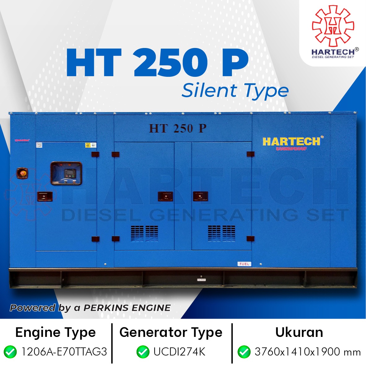GENSET HT-250 P PERKINS 250 KVA SILENT TYPE