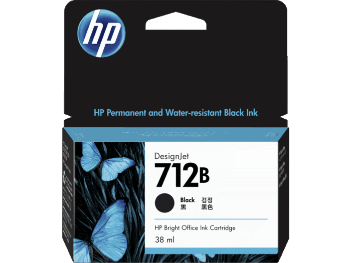 HP 712B 38-ml Black DesignJet Ink Cartridge