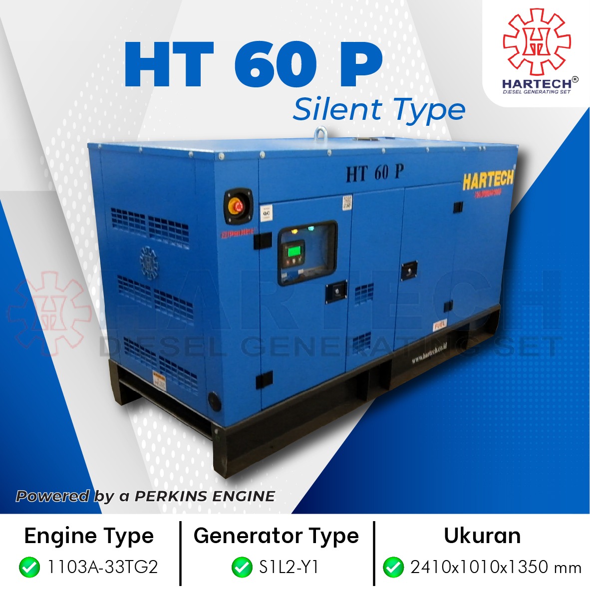 GENSET HT-60 P PERKINS 60 KVA SILENT TYPE
