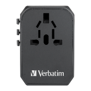 Verbatim 5-port Universal Travel Adaptor With Type-C & 4 USB (Max 5.6A) - Black
