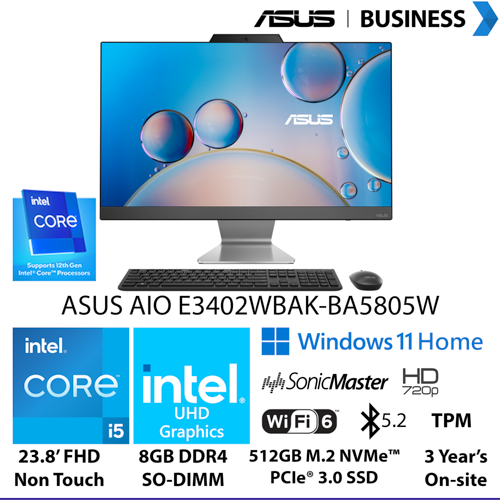 ASUS AIO E3402WBAK-BA5805W I5/UMA/8/ 512/ W11H/ 3YOS